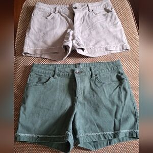 2 Pair Time and Tru Women's Shorts - Green and Beige
